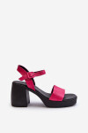 Zazoo 40386 Dámské Kožené Sandály Na Podpatku Fuksie 39