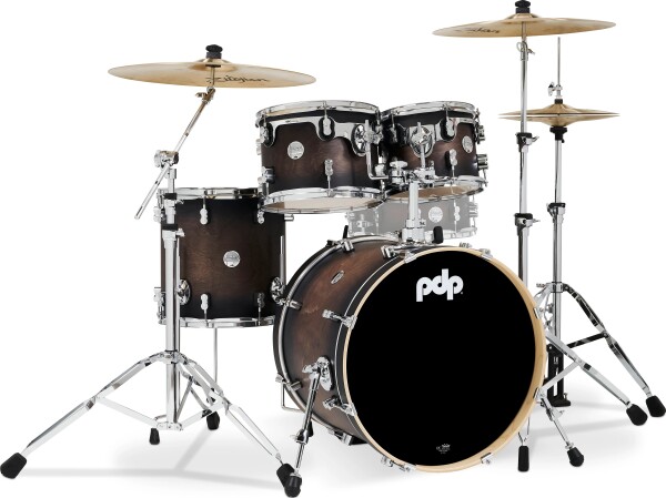 PDP Concept Maple 4 Piece Studio Set Satin Charcoal Burst Laquer
