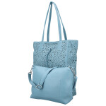 Módní dámský koženkový set kabelek Safira, světle modrý