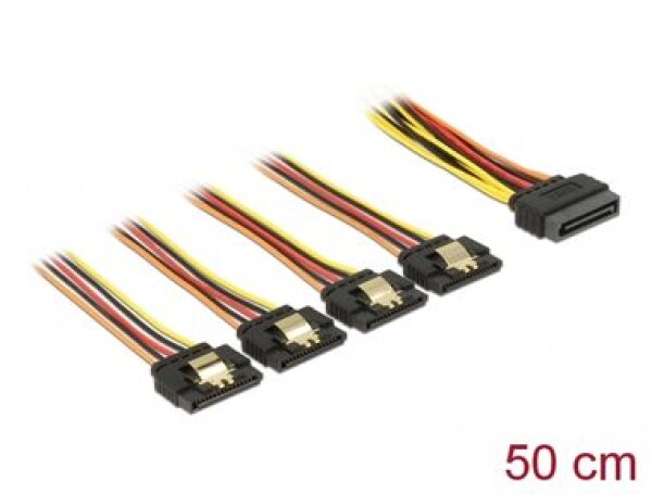 DeLock Kabel SATA 15pin (M) - 4x SATA 15pin (F) 50cm (60158)