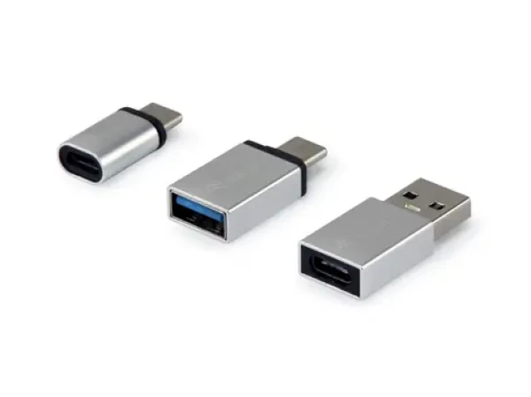 Equip stříbrná / Sada OTG adaptérů / USB-C - USB-A / USB-C - Micro-USB / USB-A - USB-C / hliník (133475)