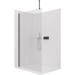 CERANO Sprchová zástěna Walk-in Onyx Top Cube L/P - 8 mm - hranatá vzpěra - černá matná, rýhované sklo - 60x200 cm