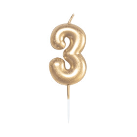 Svíčka dortová zlatá 5 cm číslo 3