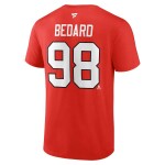 Fanatics Pánské tričko Connor Bedard #98 Chicago Blackhawks Draft 2023 Stack Logo Name Number Red Velikost: