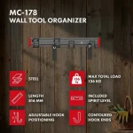 MC-178 Nástěnný organizér na nářadí černo-bílý / Organizér na nářadí / Ocel / Nosnost 136 kg / 6 háčků (MC-178)