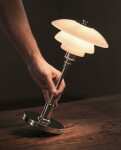 Louis Poulsen Přenosná lampa PH 1/1 Portable Chrome, stříbrná barva, sklo, kov