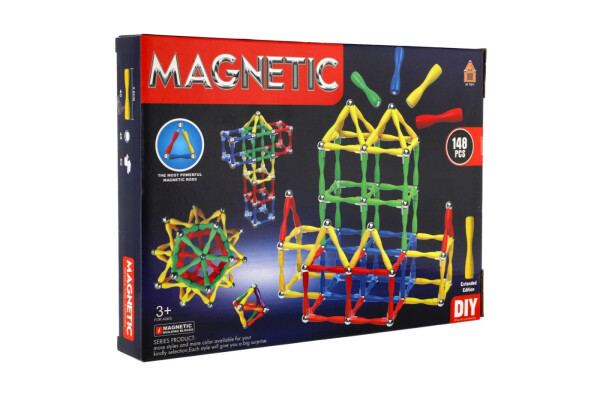 Magnetická stavebnice 148ks plast/kov v krabici 30x22x4cm