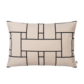 Ferm Living Povlak na polštář Lattice Offset Off-white/Black 40 × 60 cm, krémová barva, textil