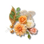 Dortisimo Zápich do dortu s květinami a zlatými listy (10 ks)