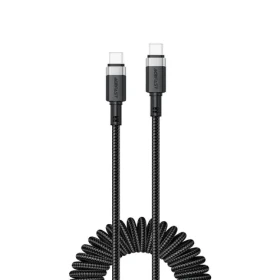 Acefast C14-03 černá / Kabel / USB-C - USB-C / pružinový / 480 Mbit/s / 1,2 m / 3 A