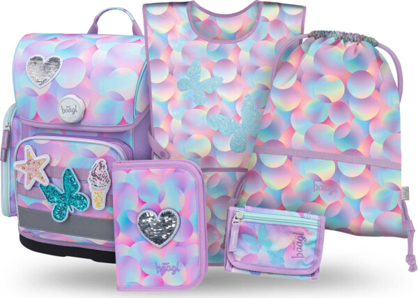 5 SET Ergo Candy: aktovka, penál, sáček, zástěra, peněženka