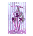 Dortisimo Svíčky koruna růžová s číslem 5 a hvězdičky růžové