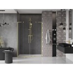 MEXEN/S - Velar L Duo posuvné sprchové dveře 140, transparent, zlatá kartáčovaná 871-140-003-02-55
