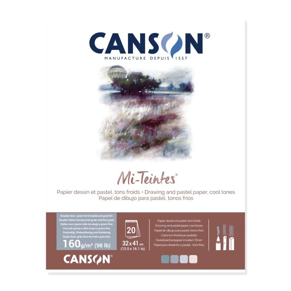 Canson Mi-Teintes blok lepený 24x32 cm 160 g šedo-modré tóny