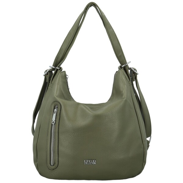 Stylový dámský koženkový kabelko-batoh Coveri Elida, tmavě zelený