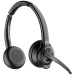 HP Poly Savi 8220 UC DECT Headset otevřená (On Ear) DECT, Bluetooth® stereo černá Potlačení hluku headset, regulace hlasitosti, Vypnutí zvuku mikrofonu Počítače