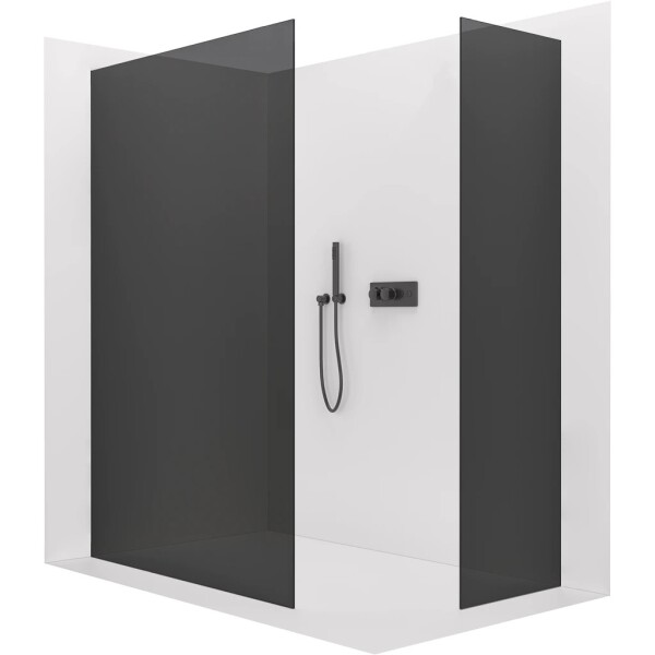 CERANO Sprchová zástěna Walk-in Crystal T L/P - 8 mm - bezvzpěrový systém - zlatá, grafitové sklo - 110x90x200 cm
