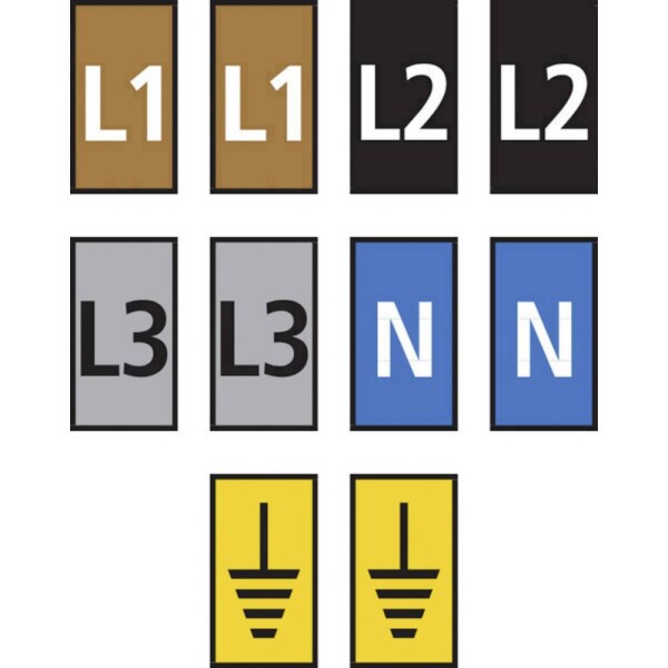 HellermannTyton WIC2-L1,L2,L3,N,Earth-PA66-MIX označovací klip na kabely Otisk (Kabelový značkovač) L1, L2, L3, N, Erde 561-02300