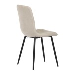 Židle jídelní, potah krémová látka, kovová čtyřnohá podnož, černý mat
