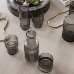 Ferm Living Skleničky Ripple Smoked grey 200 ml – set 4 ks, šedá barva, sklo