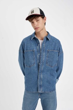 DEFACTO Oversize Fit Long Sleeve Jean Shirt