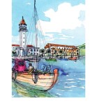Antistresové omalovánky TSvetnoy TSvetnoy, LG064e, Diamond painting - diamantové malování, 40 x 50 cm, Přímořské městečko