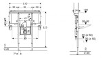 Duofix Předstěnová instalace pro umyvadlo Geberit ONE 105 cm, pro nástěnnou armaturu, podomítkový sifon a prvek Clou, na výšku místnosti 111.083.00.1