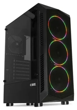 IBox LUPUS 27 černá / Skříň PC / Midi Tower / ATX, micro ATX / tvrzené sklo / RGB (OLU27)