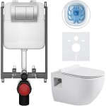 CERANO - Kompletní WC set Basic/Dure - bílá lesklá - WC tlačítko Maxio/Stříbrná - pro zazdění - 51x35 CER-8050BD85905