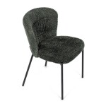 Židle jídelní, zelená látka, černé kovové nohy.