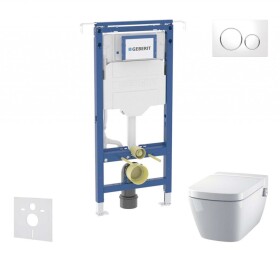 GEBERIT - Duofix Set předstěnové instalace, klozetu a sedátka Tece One, tlačítka Sigma20, Rimless, SoftClose, bílá/lesklý chrom SANI11CT3102