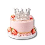 Dortisimo Nejedlá dekorace kovová Koruna stříbrná malá s bílými perlami 3