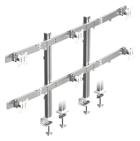 ICY BOX Diamond Stand 666 stříbrná / Držák monitoru / pro 6 monitorů / VESA 75x75, 100x100 mm / nosnost 48 kg (61219)