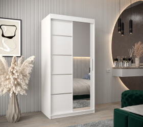 Šatní skříň Abi V2 Barva korpusu: Bílá, Rozměry: 100 cm, Dveře: Bílá