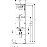 GEBERIT - Duofix Montážní prvek pro výlevku, 175 cm, splachovací nádržka pod omítku Delta 12 cm, nástěnná armatura na omítku 111.569.00.1