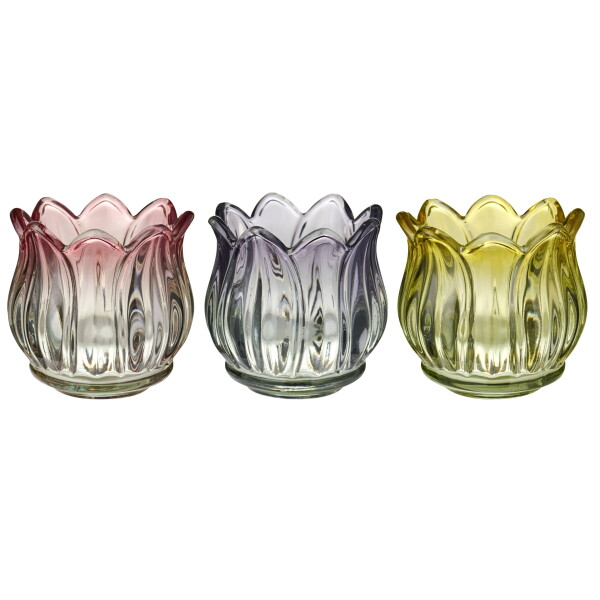 Ib Laursen Skleněný svícínek na čajovou svíčku Tulip Color červený, multi barva, sklo