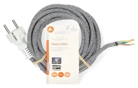 Nedis Napájecí kabel Typ F zástrčka bílá / Kabel / Otevřený konec / Poniklované / 3 m / Bavlněný oplet (CEGL11930WT)