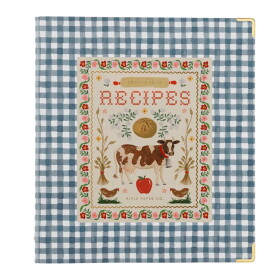 Rifle Paper Co. Kroužkový pořadač na recepty Home Sweet Home, modrá barva, papír