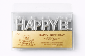 Dortové svíčky "Happy Birthday" stříbrné 13ks