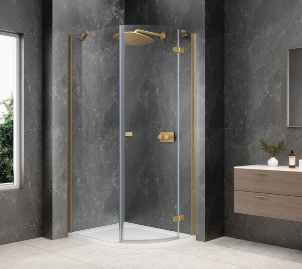 POLYSAN - GLOBE GOLD MATT čtvrtkruhový sprchový kout 800x900, čiré sklo, pravé GB2890RG