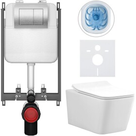 CERANO - Kompletní WC set Basic/Forte - bílá lesklá - WC tlačítko Maxio/Stříbrná - pro zazdění - 51x36 CER-8050BD86131