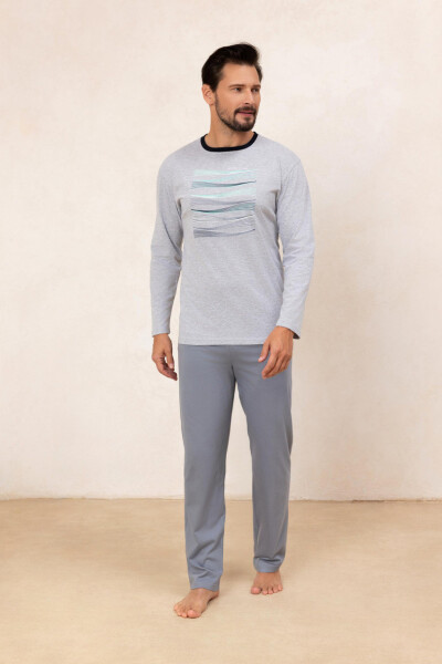 PÁNSKÉ PYŽAMO 492 J/25 bledá melanž M