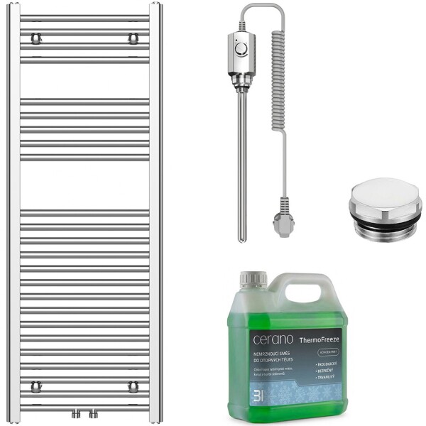 CERANO Koupelnový elektrický radiátorový set Benito - 300W - chrom - 1200x450 mm