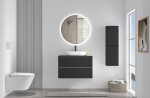 CERANO - Koupelnová skříňka Velora - černá matná, úchytka chromová + deska pod umyvadlo Navira Slim - 18 mm - 60x54,8x46,5 CER-664777