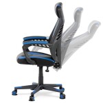 Herní křeslo, modrá, černá ekokůže a černá látka a síťovina MESH, PCA mech