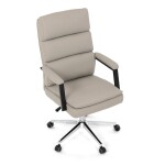 Křeslo kancelářské, béžová ekokůže, kříž kov chromový, houpací mechanismus, čalouněné područky