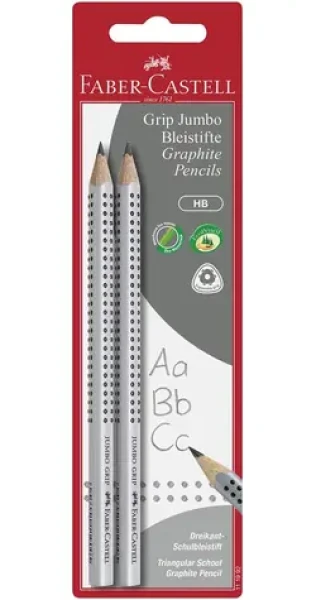 FABER-CASTELL Jumbo Grip Grafitová tužka - HB stříbrná 2 ks (111992)