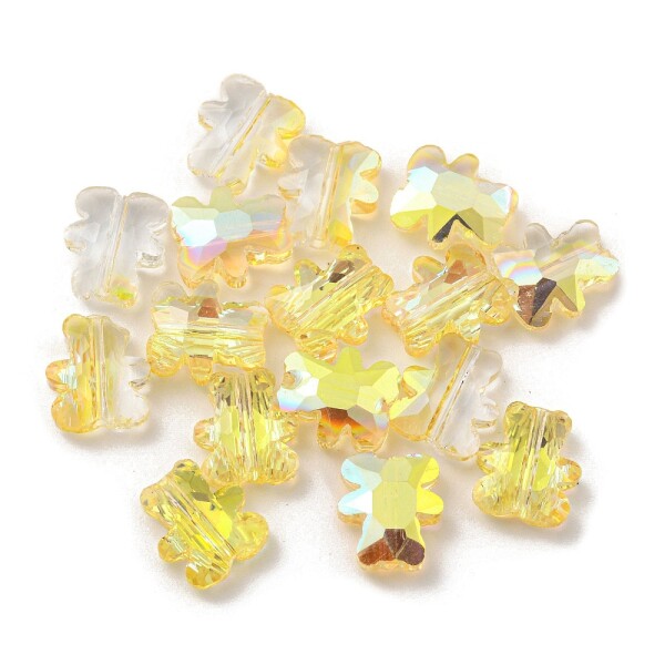 Skleněné korálky - broušený medvídek - různé varianty - 9,5x 8,5 x 3,5 mm - 1 ks Barva: Žlutá