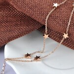 Ocelový dvojitý náramek Danielle Gold - hvězda, Zlatá 15 cm + 4 cm (prodloužení)