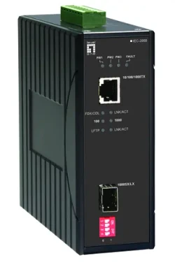 LevelOne průmyslový mediakonvertor RJ45/SFP / Mediakonvertor / Gigabit Ethernet / IP30 / DIN lišta (IEC-2000)